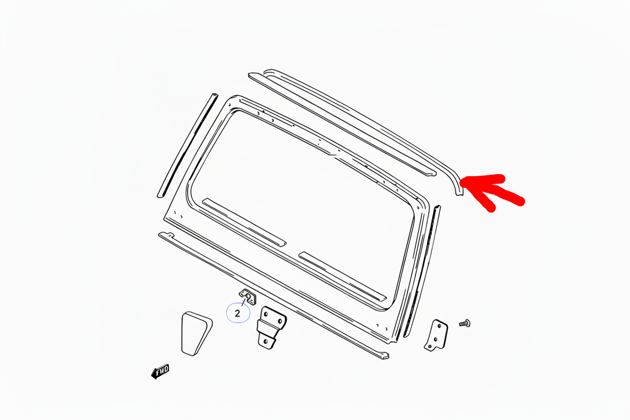 Top Front Window Weatherstip Soft Top