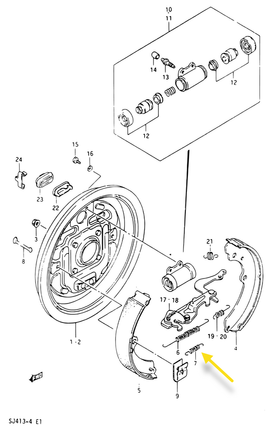 Samurai / SJ413 Rear Brake Shoe Return Spring